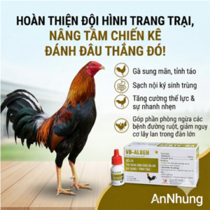VB ALBEN – Xổ Lãi, tẩy trị Giun Sán Cho Gà Đá - Hộp 10 lọ