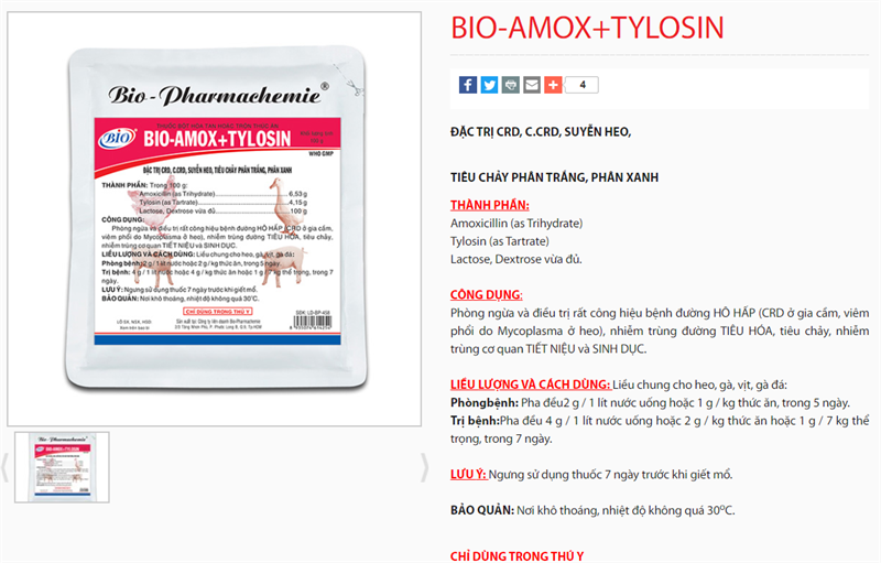 BIO AMOX TYLOXIN 1Kg - Gói 1kg - Ảnh 2