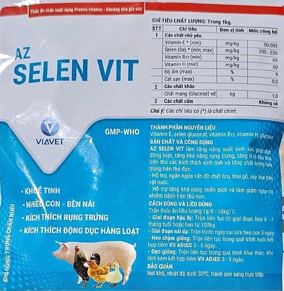 VIAVET AZ SELEN VIT 1kg - Khỏe nọc, tốt nái - Gói 10in1 - Ảnh 3