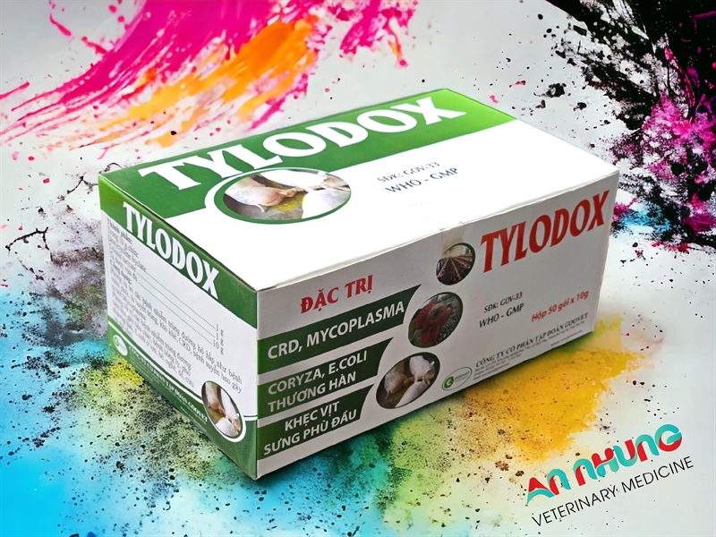 Goovet Tylo Dox 10gr - CRD, Myco, COryza, Thương Hàn, Khẹc vịt, sưng phù đầu - Hộp 50 gói