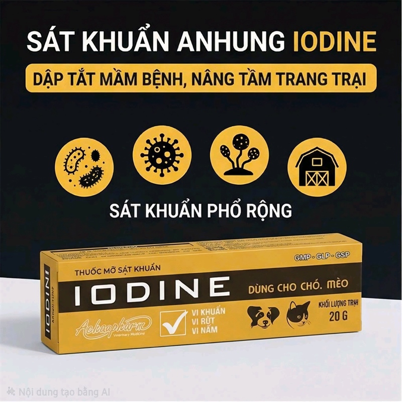Á Châu IODINE (mỡ bôi) - sát trùng vết thương, trị nấm - Tuýp 20gr - Ảnh 4