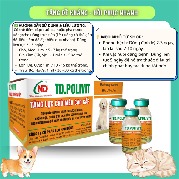 ND Polivit (Bổ cao cấp chó,mèo) 5ml - Lọ 5ml