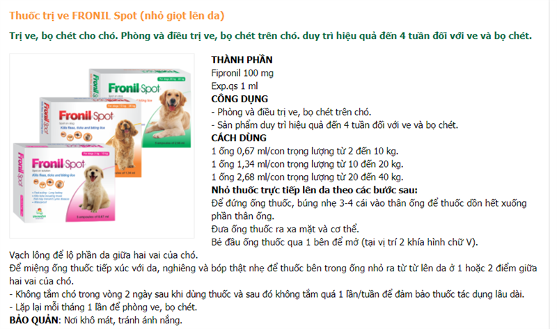 VMD Fronil Spot 0,67ml ( Từ 2 - 10 kg) - Thùng 100 hộp - Ảnh 2