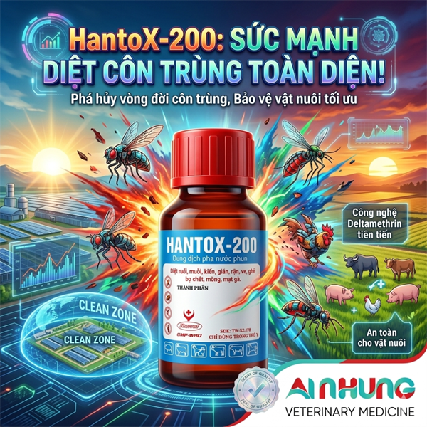 Hantox 200 Pha xịt ruồi, muỗi, kiến gián, mạt gà - Thùng 150 lọ