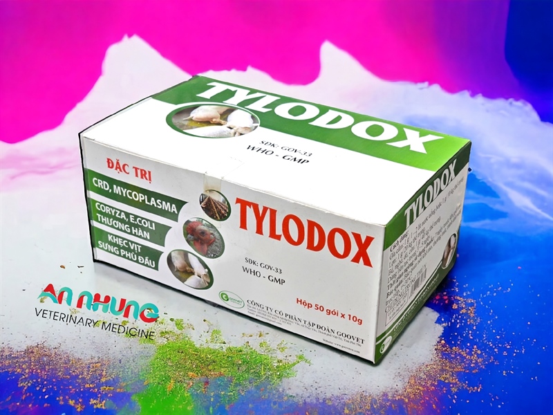 Goovet Tylo Dox 10gr - CRD, Myco, COryza, Thương Hàn, Khẹc vịt, sưng phù đầu - Hộp 50 gói - Ảnh 5