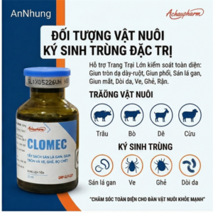 Á Châu Clomec 20ml- Sán lá gan, Giun các loại - Chai