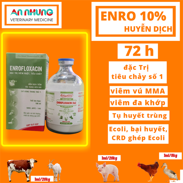 Á CHÂU - ENROFLOXAXIN 10% (Huyễn Dịch) - Lọ 100ml - Ảnh 3