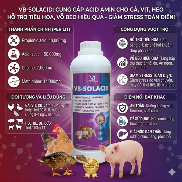 VB SOLACID 1 Lít - Acid Amin, Amino - thùng 15chai