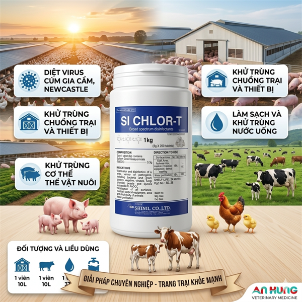 AVAC - Viên Sủi Khử Trùng SI CHLOR - T (Hàn Quốc) - Diệt Khuẩn, Sát Trùng Chuồng Trại & Nguồn Nước An Toàn. - Lon 200 viên - Ảnh 5