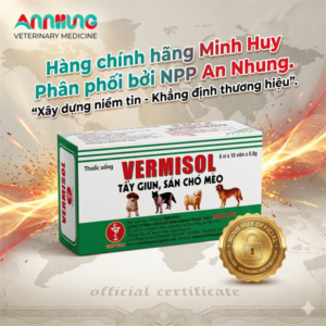 Minh Huy Vermisol (tẩy giun, sán chó mèo) - 60 viên/Hộp