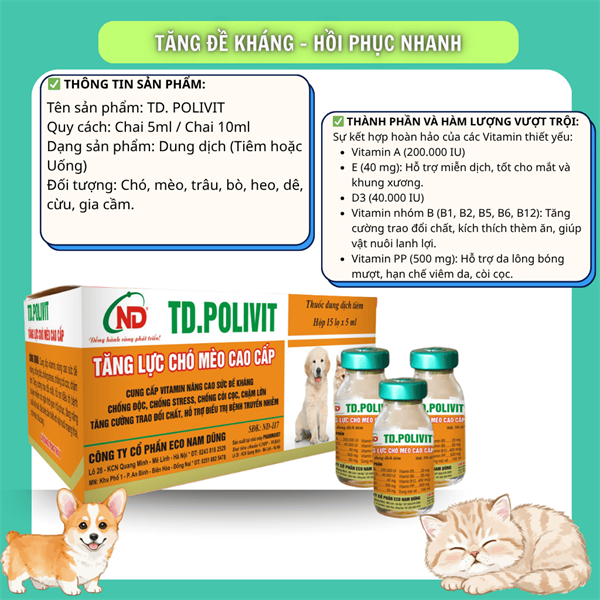 ND Polivit (Bổ cao cấp chó,mèo) 5ml - Lọ 5ml - Ảnh 4