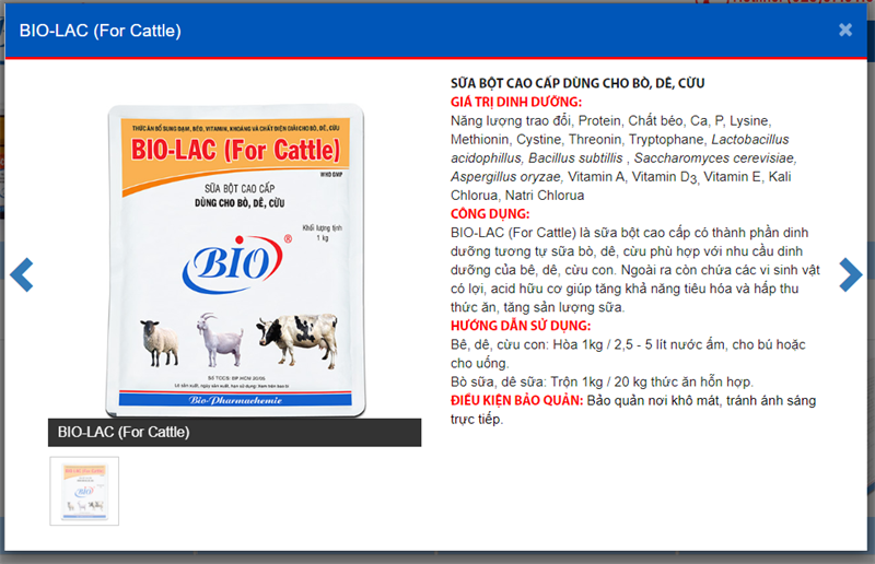 BIO LAC (FOR CATTLE) 1kg - Thùng 20kg - Ảnh 3