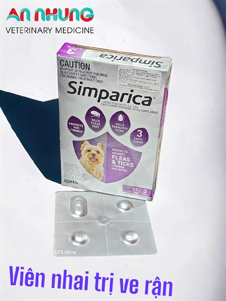 ZOETIS SIMPARICA - XS - Viên nhai trị Ve, Rận Chó Mèo - Hộp 3 viên - Tím - Ảnh 4