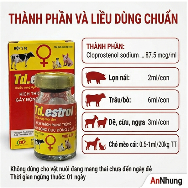 ND ESTROL 6ml - Cloprostenol - Hộp 2 lọ