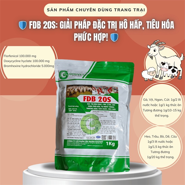 GOOVET FDB 20S - Flo 10% Doxy 10% - 1kg - Gói 10in1