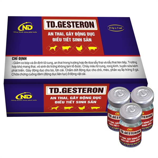 ND Gesteron (Progesterol, vitamin E) 5ml - An thai, gây động dục - Hộp 15 lọ