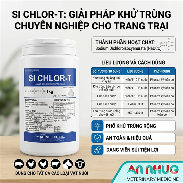 AVAC - Viên Sủi Khử Trùng SI CHLOR - T (Hàn Quốc) - Diệt Khuẩn, Sát Trùng Chuồng Trại & Nguồn Nước An Toàn. - Lon 200 viên - Ảnh 4