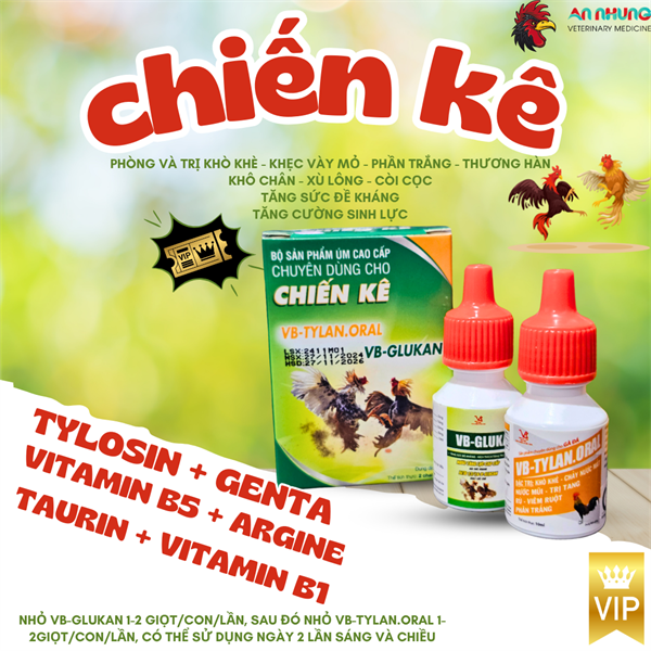 VB CHIẾN KÊ - TYLAN ORAL (Gentatylo + Glukan) -🔥 Hỗ Trợ Hô Hấp, Tiêu Hóa, Tăng Lực, Tăng Đề Kháng Cho Chiến Kê🔥 - Bộ