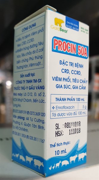 GV Procin 50A 10ml - Enrofloxacin Oral - Lọ 10ml - Ảnh 2