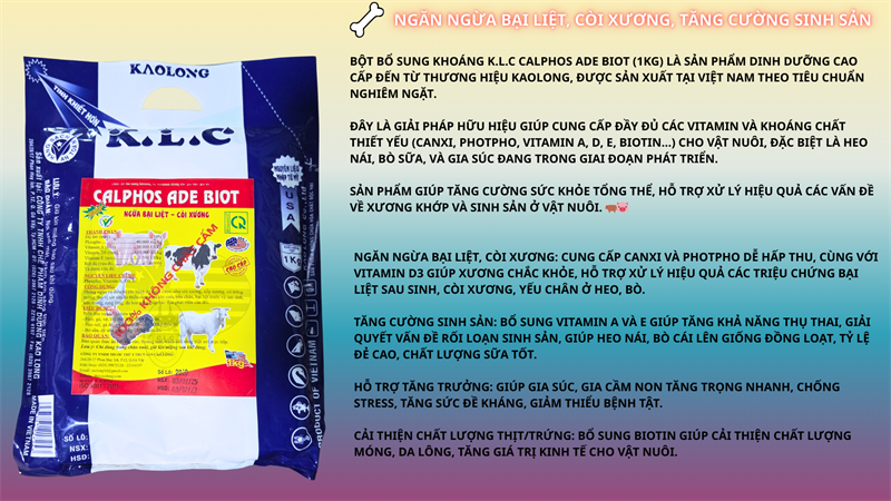 CAO LONG - CALCI ADE BOTIN - 1kg - Thùng 25 goi - Ảnh 4