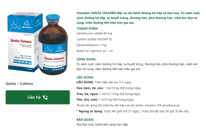 VMD GENTA COLENRO (Genta+Colistin) - Lọ - Ảnh 2
