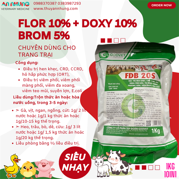 GOOVET FDB 20S - Flo 10% Doxy 10% - 1kg - Gói 10in1 - Ảnh 2
