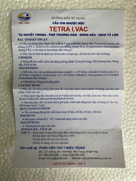 Vaccine Tứ Liên - Tetra I.Vac 10 Liều - Lọ - Ảnh 3