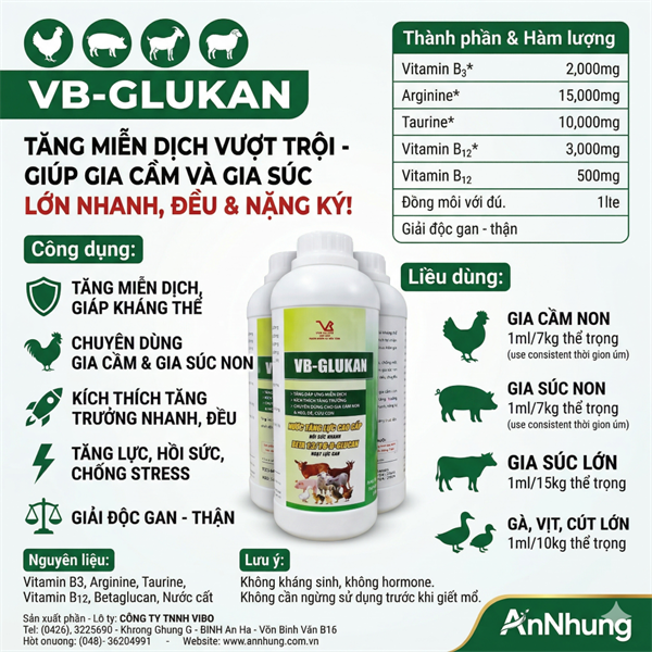 VB GLUCAN - Nước tăng lực, Beta 1,3/1,6‐D - 1 lít - Can - Ảnh 5