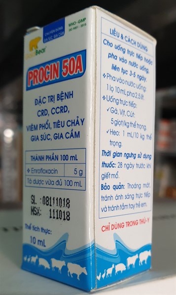 GV Procin 50A 10ml - Enrofloxacin Oral - Lọ 10ml - Ảnh 3