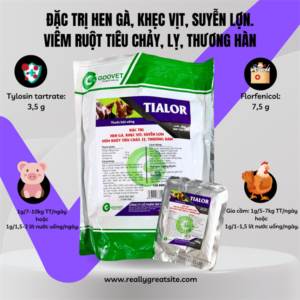 GOOVET TIALOR 1kg - Flor Tylo - Hen gà, khẹc vịt, suyễn, thương hàn - Gói 10in1