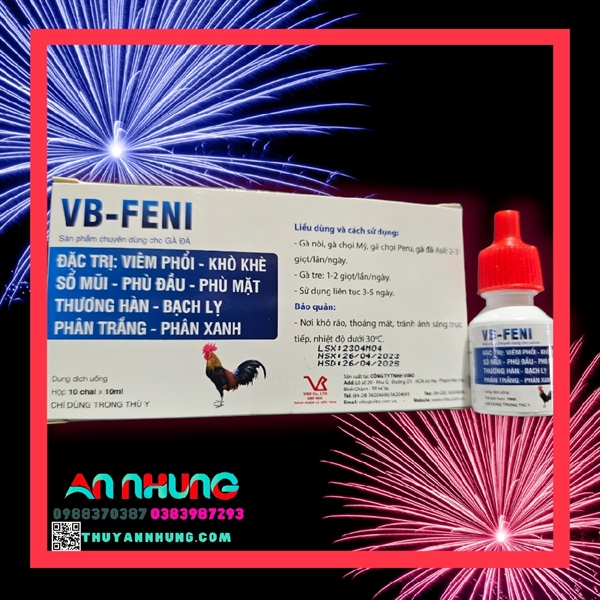 VB Feni 10ml - Flo Viêm phổi, khò khè, sổ mũi, phù đầu, phù mặt, thương hàn, phân xanh, phân trắng - Hộp 10 lọ