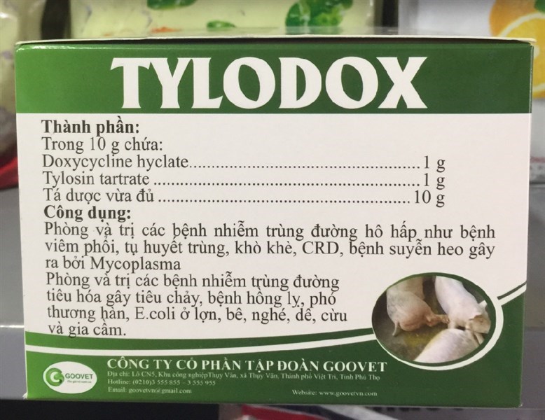 Goovet Tylo Dox 10gr - CRD, Myco, COryza, Thương Hàn, Khẹc vịt, sưng phù đầu - Hộp 50 gói - Ảnh 3