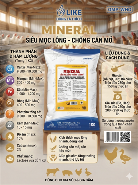 Like Siêu Mọc Lông, Chống Cắn Mổ 1 kg - Gói 10in1 - Ảnh 3