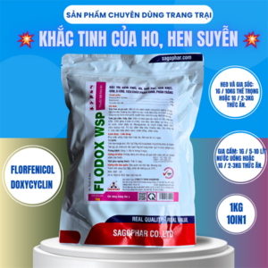 SAGOPHAR FLODOX WSP 1kg (N) - Đặc trị viêm phổi, khô khe, hen khẹc, CRD, CCRD, tiêu chảy phân xanh, phân trắng - 1kg (10in1)