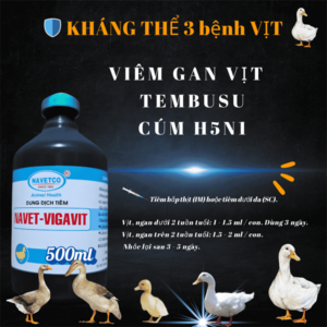 NAVET VIGAVIT - 3 Bệnh Cúm, Tembushu, Viêm Gan Vịt - Lọ 500ml