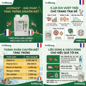 Alternative view of AGRI AVITRACE 1 Lít - Tăng sản lượng trứng, duy trì thời gian đẻ, tăng tỷ lệ phôi ấp nở - Can
