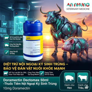 ZOETIS Doramectin- Dectomax Mỹ (50ml) - Hỗ Trợ Loại Bỏ Ve, Ghẻ, Giun Tròn, Dòi - Cho Heo, Trâu, Bò, chó mèo. - Lọ
