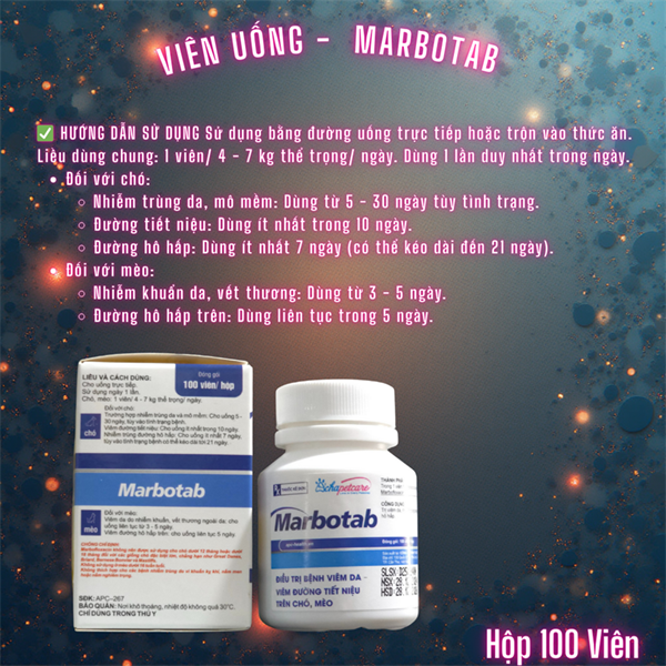 Á Châu Marbo Tab (Viêm da, viêm đường tiết niệu Pet ) - Hộp 100 viên - Ảnh 4