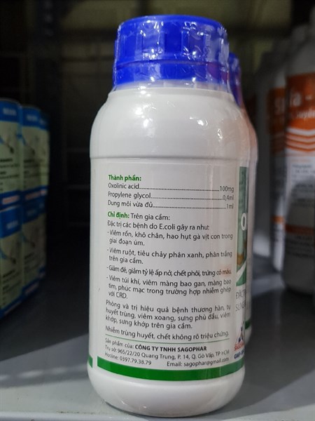 Sagophar Anti - Oxovet Sol - Viêm ruột, viêm khớp, Viêm hô hấp , úm gia cầm(Xanh) - Chai - Ảnh 3