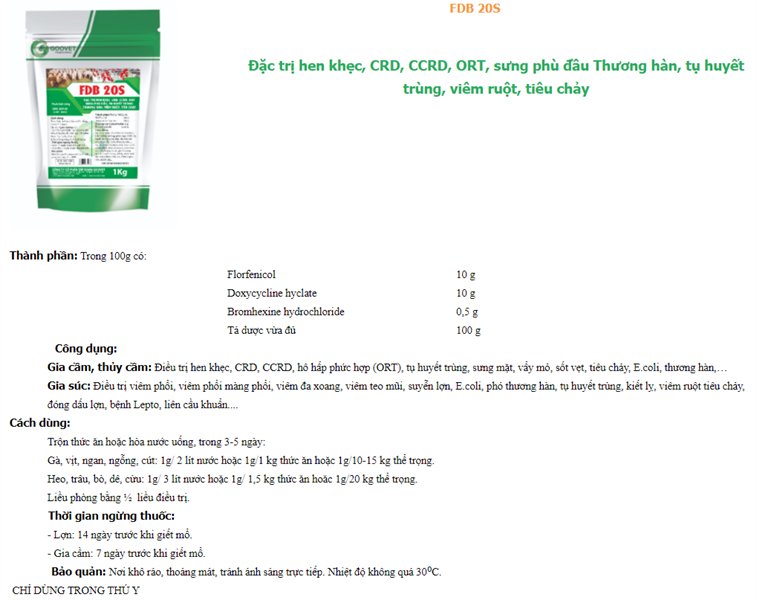 GOOVET FDB 20S - Flo 10% Doxy 10% - 1kg - Gói 10in1 - Ảnh 5