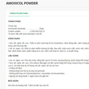 Alternative view of AGRIVIET - AMOXICOL POWDER 50% 1kg - ĐỎ - Gói 10in1