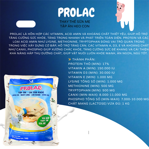 VB PROLAC 1kg - Thay thế sữa mẹ, tập ăn heo con - Gói 1Kg (10in1) - Ảnh 2