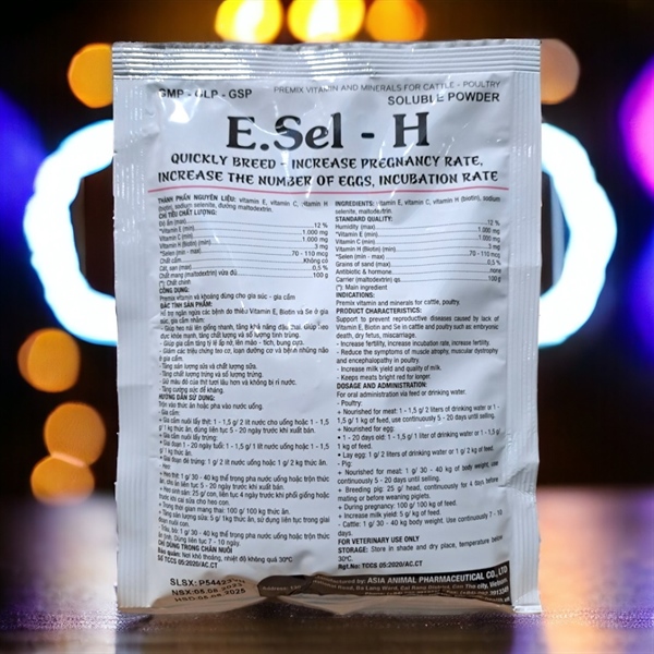 Á Châu E Sel H 100gr - Selen E hàm lượng cao, Mau lên giống, tăng tỷ lệ đậu thai, tăng trứng, tăng phôi - Gói 100gr - Ảnh 2