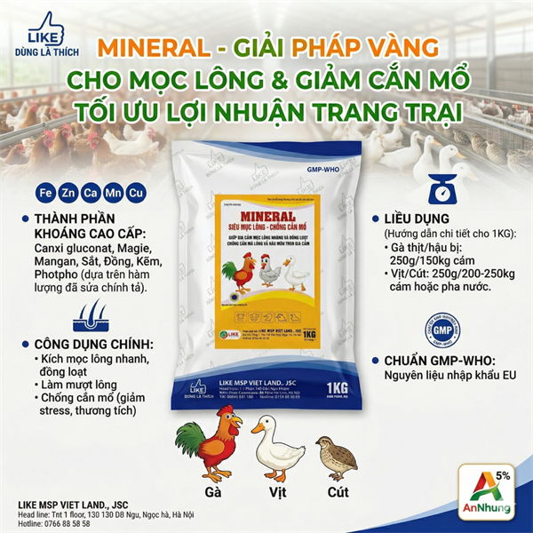 Like Siêu Mọc Lông, Chống Cắn Mổ 1 kg - Gói 10in1 - Ảnh 4