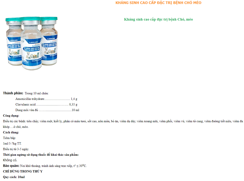 Goovet G-Amox Lanic - Kháng sinh chó mèo cao cấp 10ml - lọ - Ảnh 2