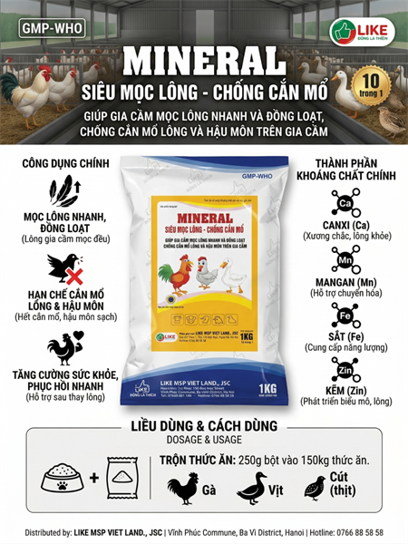 Like Siêu Mọc Lông, Chống Cắn Mổ 1 kg - Gói 10in1 - Ảnh 2