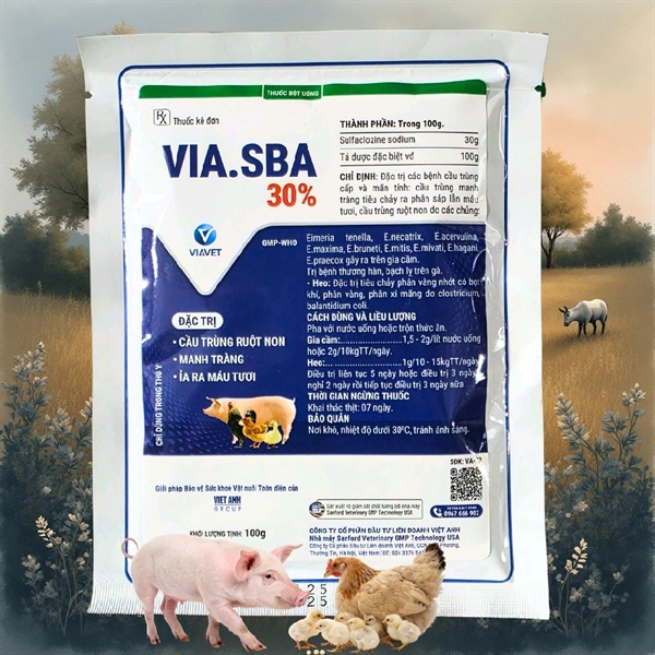 Via SBA 30% 100gr - Sulfaclozine - Gói 100gr - Ảnh 4