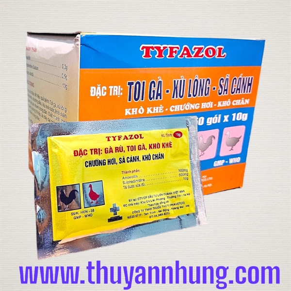 Phavet Tyfazol (Amox) 10gr - Toi Gà rù, Sã Cánh, Xù Lông - Hộp 50 gói - Ảnh 4