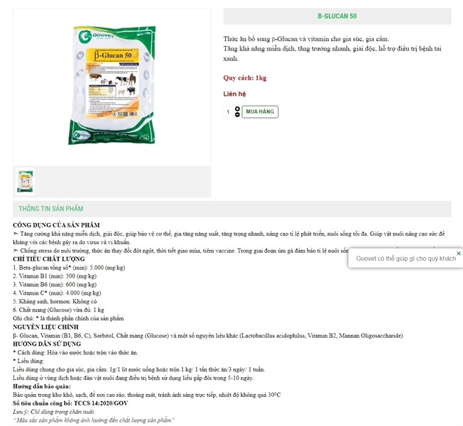 GOOVET B GLUCAN 50% 1KG - Gói 5in1 - Ảnh 2