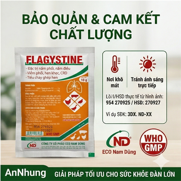 ND Flagystine 10gr (Nystatin + Chlotetra + Dexa) - Nấm diều, nấm phổi - Hộp 50 gói - Ảnh 4